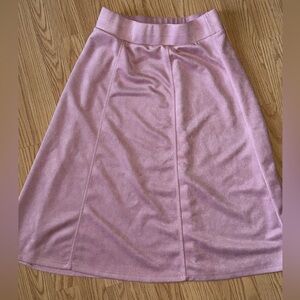 Womens Medium Pink Velvet Midi Skirt Soft A-Line High Waist Velour Cottagecore